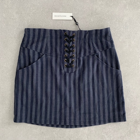 HEARTLOOM NAVY BLUE PINSTRIPE SKIRT